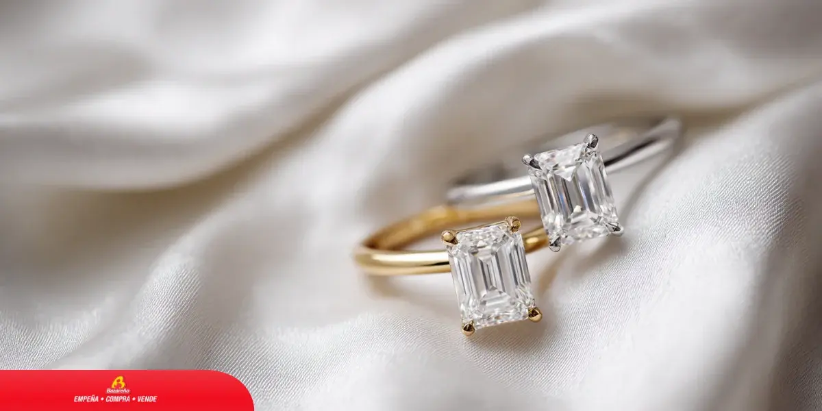 anillos con corte esmeralda